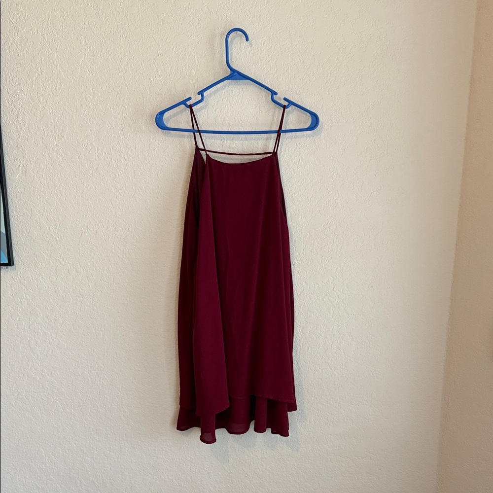 Charlotte Russe Burgundy Mini Dress with Spaghetti Straps